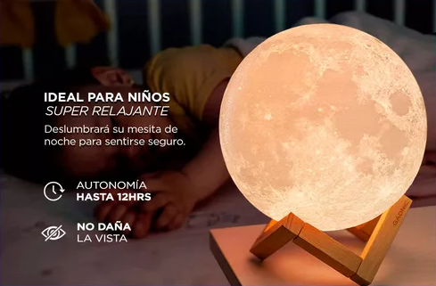 Lampara luna control remoto RGB 18cm